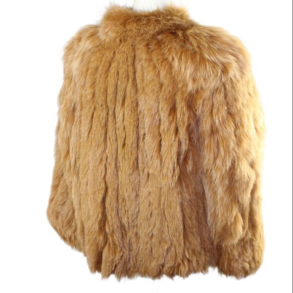 Dyed Fox Waist Jacket with Leather Accent Panels, Size Sm/Med - Picture 7 of 9